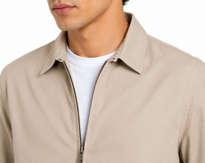 Classic <b>Men's</b> Beige Harrington <b>Jacket</b> Premium Lightweight Casual Zip-Up <b>Jacket</b> Timeless <b>Smart</b> Casual Outerwear Minimalist - Product Image 4