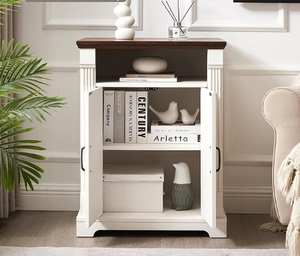 Modern Cabinet Design in <b>White</b> With 2 Doors and 1 <b>Shelf</b> Easy To Use For Bedroom Living Room - Product Image 1