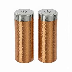 Salières et poivrières en cuivre martelé, ensemble de salières en cuivre, salières à épices en métal, ensemble de condiments en cuivre martelé - Product Image 1