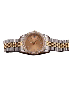 Montre chronographe personnalisée entièrement sertie de diamants en moissanite VVS pour homme, bracelet Simpel, cadran marron clair, style Hip Hop - Product Image 1