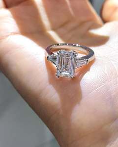 Hot Sale 925 Sterling <b>Silver</b> <b>Emerald</b> Cut Moissanite Diamond <b>Ring</b> for Festival and Special Occasions Use for Bulk Quantity - Product Image 5