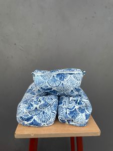 Bolsa de cosméticos de algodón con diseño de conchas azules y blancas, cierre de cremallera, bolsa de uso diario para mujer a la moda - Product Image 3