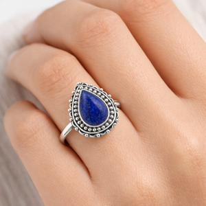 Anillo de Plata 925 para Mujer, Diseño de Joyería con Lapislázuli en Engaste de Bisel, Anillo Hecho a Mano con Piedra Preciosa Natural - Product Image 5