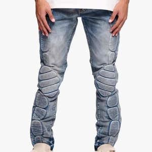 Pantalon en jean skinny Y2K bleu délavé gaufré de haute qualité pour homme HaiYao 2026 – Style streetwear, coupe crayon, OEM/ODM - Product Image 1