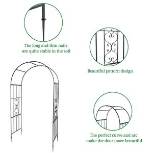 Traliccio in Ferro Battuto a Forma di Arco per Piante Rampicanti, Elegante Recinzione e Accesso per Giardino - Product Image 5