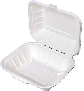 กล่องอาหารแบบฝาพับสีขาว ย่อยสลายได้ทางชีวภาพ แบบใช้แล้วทิ้ง มี 1 และ 3 ช่อง ปลอดสาร PFAS ใช้กับไมโครเวฟได้ - Product Image 1