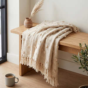 Couverture tissée tuftée à motif losanges, style rustique campagnard, en coton, jeté de lit décoratif haut de gamme pour professionnels - Product Image 4