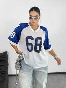 เสื้อเจอร์ซีย์ตาข่ายพิมพ์ลายแบบซับลิเมชั่น ไซส์ใหญ่ คอวี แขนสั้น สไตล์สตรีทแวร์และกีฬา ขายส่งแบบ OEM - Product Image 6