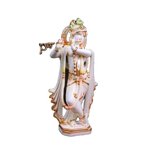 थोक मूल्यों पर हस्तनिर्मित 17 इंच की खड़ी भगवान कृष्ण की मूर्ति मूर्ति मूर्ति हिंदू कृष्ण अवतार मूर्ति