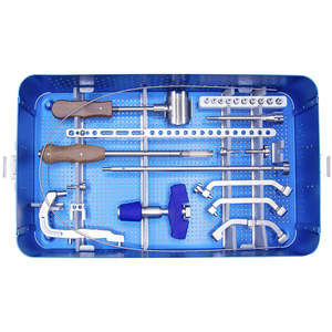 Juego de Instrumentos Profesionales para Cirugía Ortopédica de Columna Vertebral, Acero Inoxidable, Mangos Plateados en Contenedor de Esterilización - Product Image 2