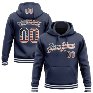Sweat-shirt à capuche sportif blanc, nouveau design, personnalisé, brodé, drapeau américain vintage marine, vente en gros directe pour l'industrie - Product Image 1