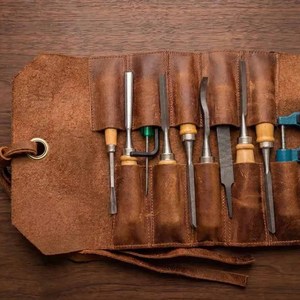 Wholesale High Quality <b>leather</b> <b>tool</b> roll organizer bags OEM supplier custom logo export quality portable storage in low price - Product Image 3
