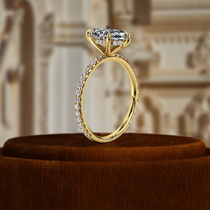 IGI Certified Lab Grown Diamond Ring, 1.5CT Marquise Hidden Halo Engagement Ring, 14K Yellow Gold Ring, Solitaire Wedding Ring - Product Image 1