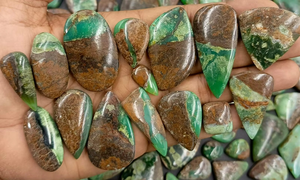Chrysoprase naturel cabochon taille ovale, en vrac, vert poli, pour la fabrication de bijoux, lot de formes variées - Product Image 4
