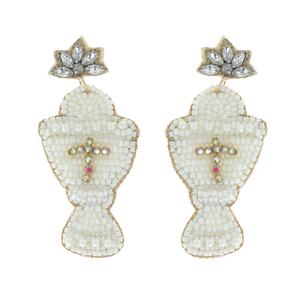 ต่างหูลูกปัดที่สร้างสรรค์และมีดีไซน์ลูกปัดแก้วสดใสเหมาะสำหรับผู้หญิง - Product Image 1