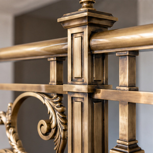 Rampe en bronze à panneaux avec balustrade décorative et poteaux carrés pour hôtels et villas de luxe - Product Image 4
