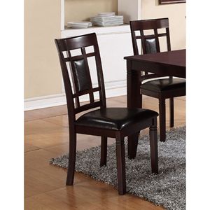 7-Piece Dinette <b>Set</b> Espresso Finish Rectangular <b>Table</b> Faux Leather Upholstery <b>Side</b> Chairs Lattice Design Padded Dining Room <b>Set</b> - Product Image 3