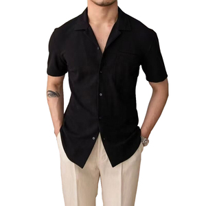 <b>Men</b> Three Quarter Sleeved Adult Double Breasted Satin <b>T</b>-<b>shirt</b> <b>Cool</b> Feeling Summer Breathable Thin Casual ODM <b>Shirt</b> - Product Image 1