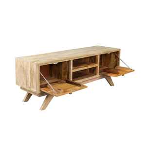 Meuble TV en bois de manguier sculpté à la main, console multimédia moderne, unité de divertissement pour ferme et hôtel, bois massif, pour téléviseurs de 35 à 39 pouces - Product Image 4