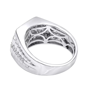 Men White <b>Gold</b> Diamond <b>Cocktail</b> <b>Ring</b> Round Brilliant Cut Geometric Classic Style Everyday Wear - Product Image 3