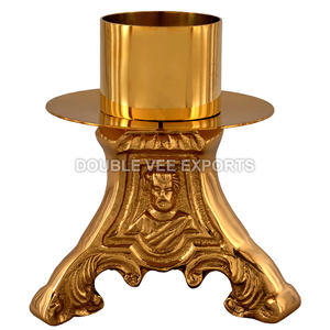 Candelero Sagrado de Latón |   Candelabro Tradicional para Altar de Iglesia - DOUBLE VEE EXPORTS - Product Image 2