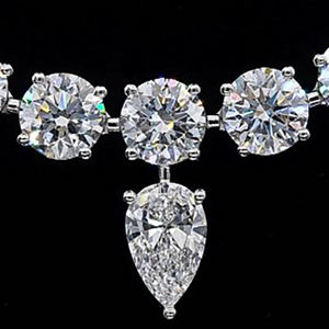 AMBER JEWELS Collar de Diamantes de Platino, Corte Pera, Color E, Natural, Certificado por IGI, Oro Sólido de 18K, Joyería de Lujo Unisex para Bodas - Product Image 4
