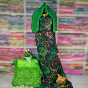 เดรสผ้าแจ็คการ์ดหรูหราประดับลูกปัดลายดอกไม้ รุ่นใหม่มาแรง คุณภาพอันดับหนึ่ง เหมาะสำหรับโอกาสพิเศษ - Product Image 1