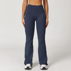 Women's High Waist Wide Leg Pants Casual Loose Fit Full Length Solid Color Knitted Spandex Polyester Breathable - Product Image 3