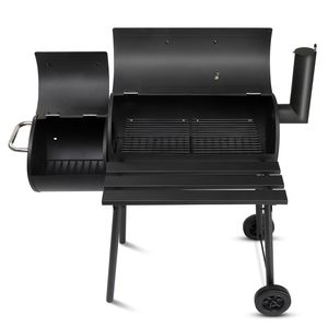 Grill a carbonella interamente in metallo per esterni con affumicatore offset e tavolino laterale con ruote per patio e giardini - Product Image 2
