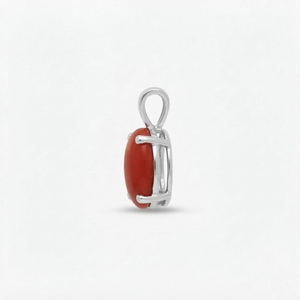 Pendentif Corail Ovale Plaqué Rhodium en Argent Sterling Tendance – Fait Main, Minimaliste, Cadeau Idéal pour Elle, Bijou Délicat - Product Image 2