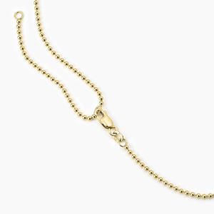 Collier chaîne à perles avec diamant solitaire rond serti clos - Product Image 3