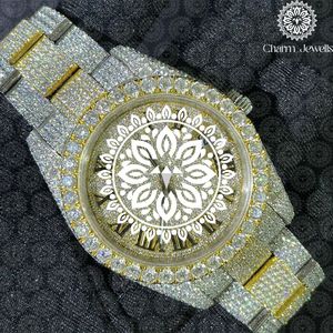 Charm Jewells Luxury Stainless Steel Round <b>Watch</b> 40mm Analog Quartz Movement Sapphire Crystal Diamond Bezel Unisex - Product Image 1