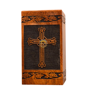 AYAANS Rosewood wooden Hand Carved Wooden Hot Selling cremation Urn Box for Adult Ashes Wholesale Cremation Urns (6X6X11)IN - Product Image 1