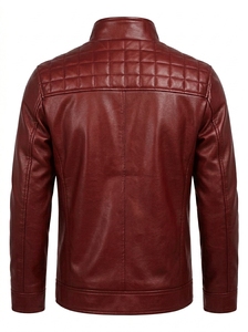 Veste de moto pour homme personnalisée, écologique, en laine/nylon, avec col montant et logo frontal, coupe ajustée, fermeture éclair, poches - Product Image 2