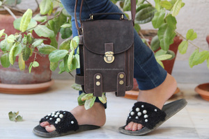 New Genuine Cow Leather <b>Crossbody</b> <b>Bag</b> with Several Compartments & Cell <b>Phone</b> Holder Hand Stitched Leather Sling <b>Bags</b> for Unisex - Product Image 2