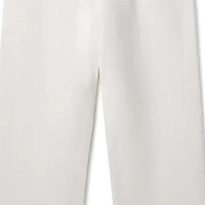 <b>Men's</b> <b>White</b> Cotton Woolen Straight Mid Waist Drawstring Sweatpants with Pockets Right Leg Logo Waterproof Autumn Wear - Product Image 3