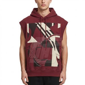 Hoodies sans manches pour hommes de qualité supérieure, en coton personnalisé, à capuche, pour la salle de sport, l'entraînement, le streetwear décontracté, tissu respirant - Product Image 3