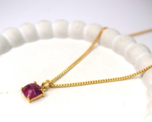 Handcrafted 925 Sterling <b>Silver</b> 18K Gold Plated Ruby Quartz Cushion Cut Solitaire Gemstone IGI Certified Gift Pendant Necklace - Product Image 3