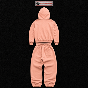 Conjunto Deportivo Personalizado Color Rosa Melocotón para Hombre, Sudadera con Cierre y Pantalones Jogger, Logotipo Bordado, Estilo Urbano, Ropa Deportiva al Por Mayor - Product Image 6
