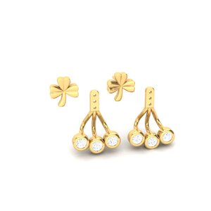 Magnifiques clous d'oreilles solitaires géométriques plaqués or en argent pur 925, bijoux de luxe pour femme, sélection de cadeaux splendides pour soirées de gala - Product Image 1