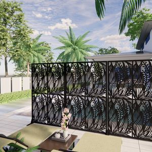 Free Standing Decorative Metal Privacy <b>Screen</b> W3.8Ft X H6Ft Indoor Outdoor Divider <b>for</b> Balcony <b>Patio</b> 6Ft High Privacy <b>Screen</b> <b>for</b> - Product Image 6