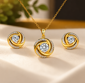 925 Sterling Silver Moissanite Pendant <b>Necklace</b> Set Brilliant Round Cut Diamond Wedding Jewelry - Product Image 1