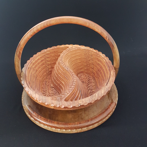 Affordable Handmade Wooden Fruit <b>Basket</b> with Decorative Handle for Kitchen Countertop, Dining <b>Table</b> and Home Display - Product Image 5