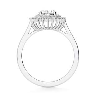Anillo de Compromiso con Doble Halo de Diamantes Cultivados en Laboratorio con Corte Ovalado para Mujer en Oro Rosa de 14K, Estilo Elegante - Product Image 3
