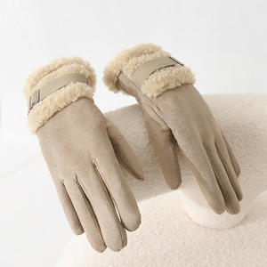 Women's <b>Sheepskin</b> Winter <b>Gloves</b> with Faux Fur Lining Thermal Wrist Length for Outdoor Use For <b>Men</b> - Product Image 4