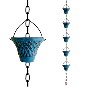 Grande chaîne de pluie en métal épaissi, en forme de cloche, résistante à la rouille, couleur cuivre - Améliorez la décoration extérieure, la décoration de jardin, la gouttière - Product Image 1