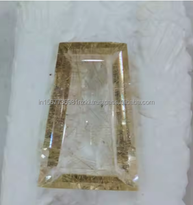 พลอยควอทซ์เจียระไนแบบเหลี่ยมเพชรพลอยสังเคราะห์สีทองพลอยเทียมทำด้วยมือธรรมชาติแบบ100% เจียระไนแบบเหลี่ยมเพชรพลอยควอตซ์สีทองรูปหกเหลี่ยม - Product Image 1