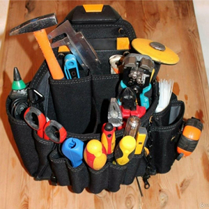 Multi-Function Tool <b>Backpack</b> With 15-19 Pockets Adjustable Straps Open Top Universal Tool Storage Capacity 200 Lb <b>Black</b> - Product Image 5