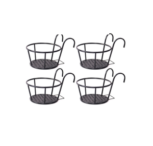 Metal Planter Pot Holder Hanging Circular Design Rustic Style For Garden Flower Green Plant Outdoor Indoor Use - Product Image 2