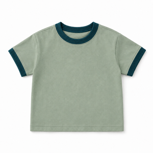 เสื้อยืดเด็กผู้ชาย คอกลม แขนสั้น ผ้าฝ้าย 95% + ผ้าสแปนเด็กซ์ 5% ระบายอากาศได้ดี สวมใส่สบายในฤดูร้อน รับผลิตแบบ OEM พร้อมสกรีนโลโก้ - Product Image 2